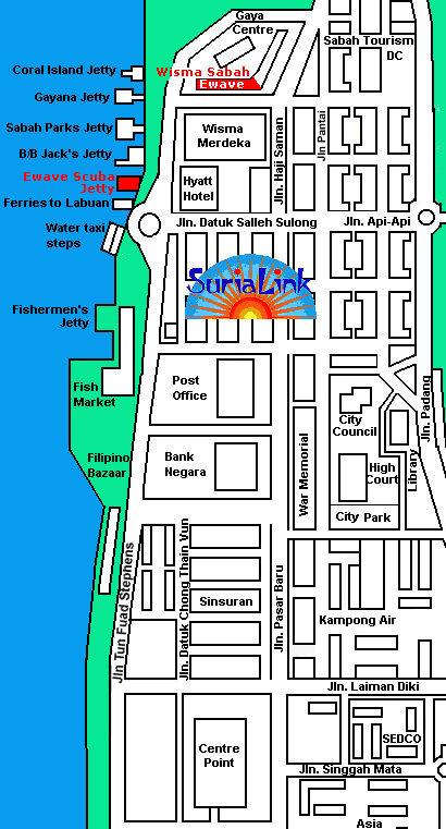 Map of downtown Kota Kinabalu