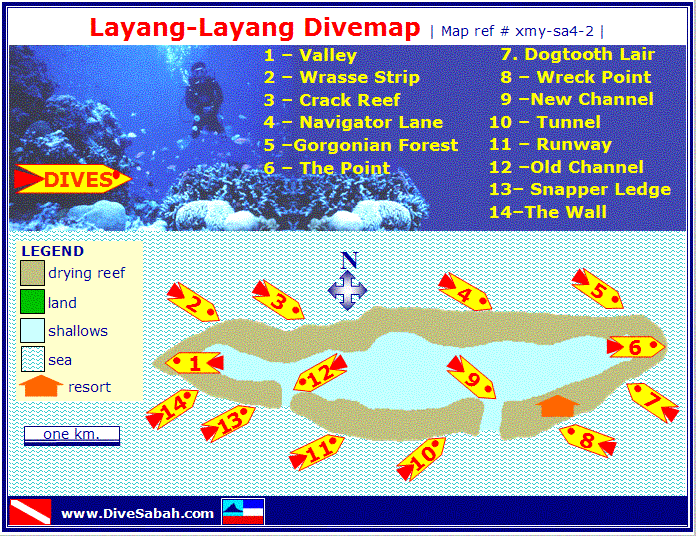 Dive Map of Layang-Layang Island